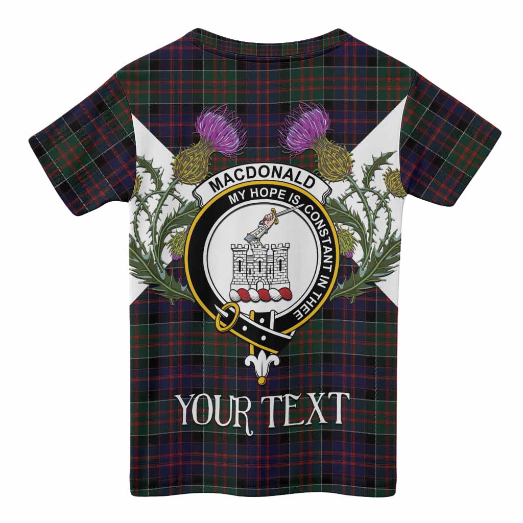 MacDonald (McDonald) of Clanranald Tartan Family Crest Kid T-shirt Scottish Burns Night Thistle Floral