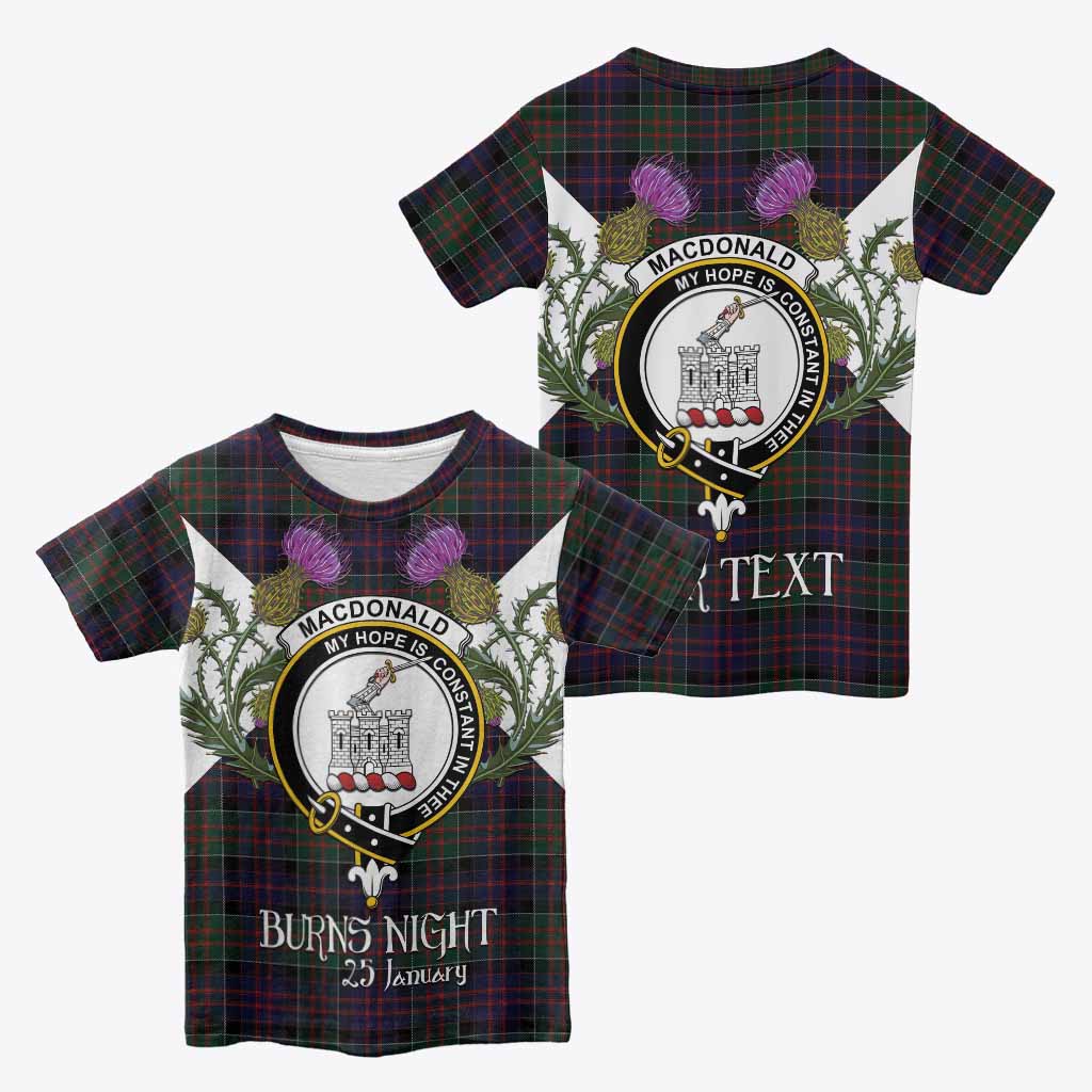 MacDonald (McDonald) of Clanranald Tartan Family Crest Kid T-shirt Scottish Burns Night Thistle Floral