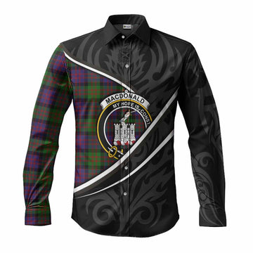 MacDonald (McDonald) of Clanranald Tartan Family Crest Long Sleeve Button Shirts Celtic Scottish Thistle Floral