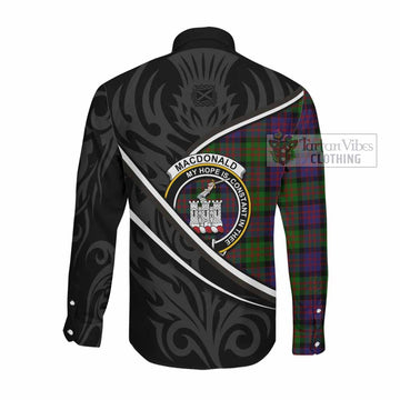 MacDonald (McDonald) of Clanranald Tartan Family Crest Long Sleeve Button Shirts Celtic Scottish Thistle Floral