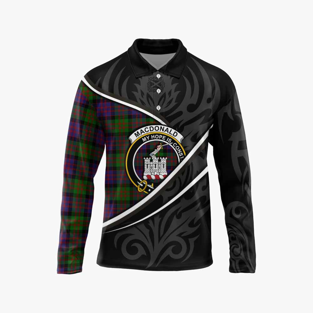 MacDonald (McDonald) of Clanranald Tartan Family Crest Long Sleeve Polo Shirt Celtic Scottish Thistle Floral - Tartan Vibes Clothing