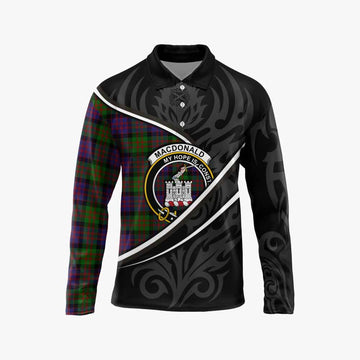 MacDonald (McDonald) of Clanranald Tartan Family Crest Long Sleeve Polo Shirt Celtic Scottish Thistle Floral