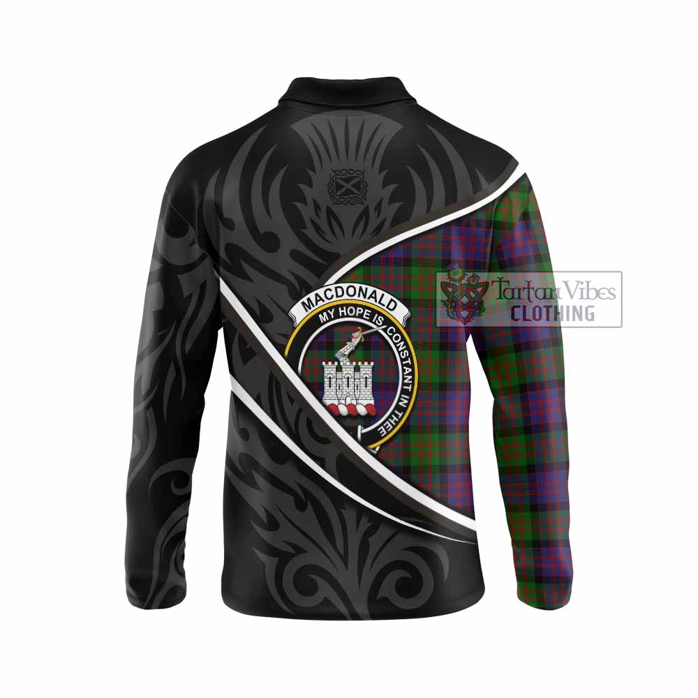 MacDonald (McDonald) of Clanranald Tartan Family Crest Long Sleeve Polo Shirt Celtic Scottish Thistle Floral - Tartan Vibes Clothing