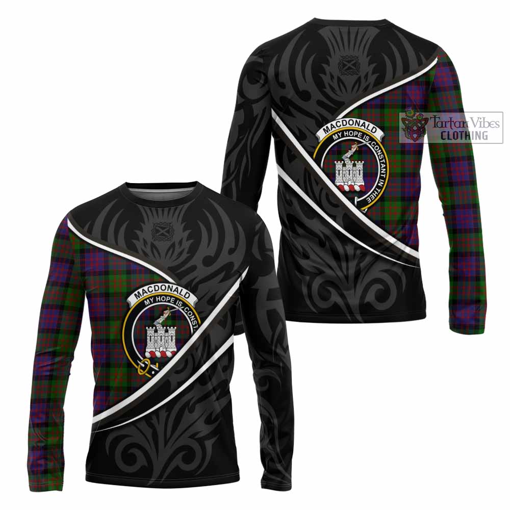 MacDonald (McDonald) of Clanranald Tartan Family Crest Long Sleeve T-Shirt Celtic Scottish Thistle Floral - Tartan Vibes Clothing