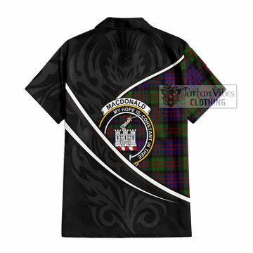 MacDonald (McDonald) of Clanranald Tartan Family Crest Short Sleeve Button Shirt Celtic Scottish Thistle Floral - Tartan Vibes Clothing
