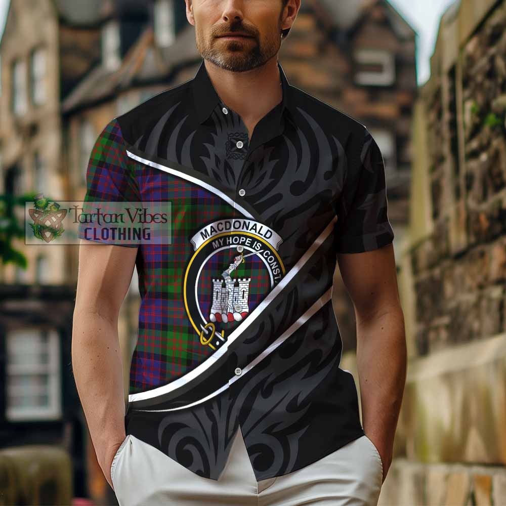 MacDonald (McDonald) of Clanranald Tartan Family Crest Short Sleeve Button Shirt Celtic Scottish Thistle Floral - Tartan Vibes Clothing
