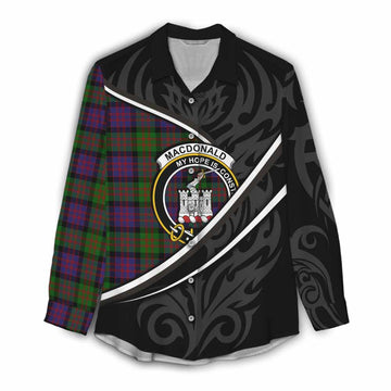MacDonald (McDonald) of Clanranald Tartan Family Crest Women Casual Shirt Celtic Scottish Thistle Floral - Tartan Vibes Clothing