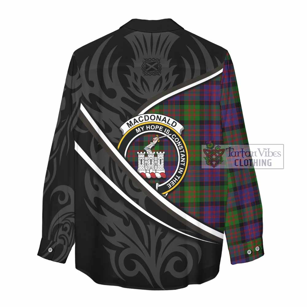 MacDonald (McDonald) of Clanranald Tartan Family Crest Women Casual Shirt Celtic Scottish Thistle Floral - Tartan Vibes Clothing