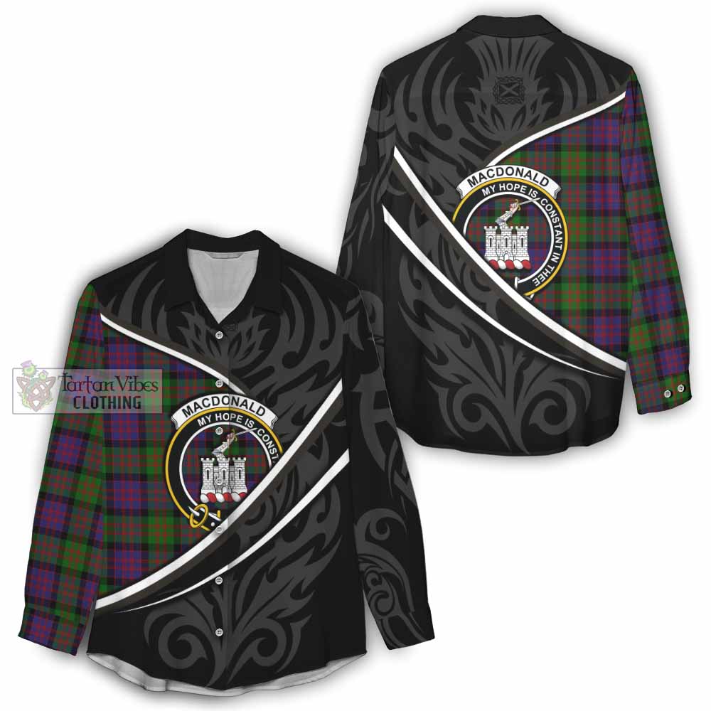 MacDonald (McDonald) of Clanranald Tartan Family Crest Women Casual Shirt Celtic Scottish Thistle Floral - Tartan Vibes Clothing
