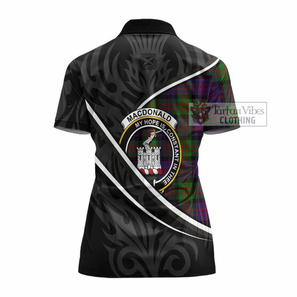 MacDonald (McDonald) of Clanranald Tartan Family Crest Women's Polo Shirt Celtic Scottish Thistle Floral - Tartan Vibes Clothing