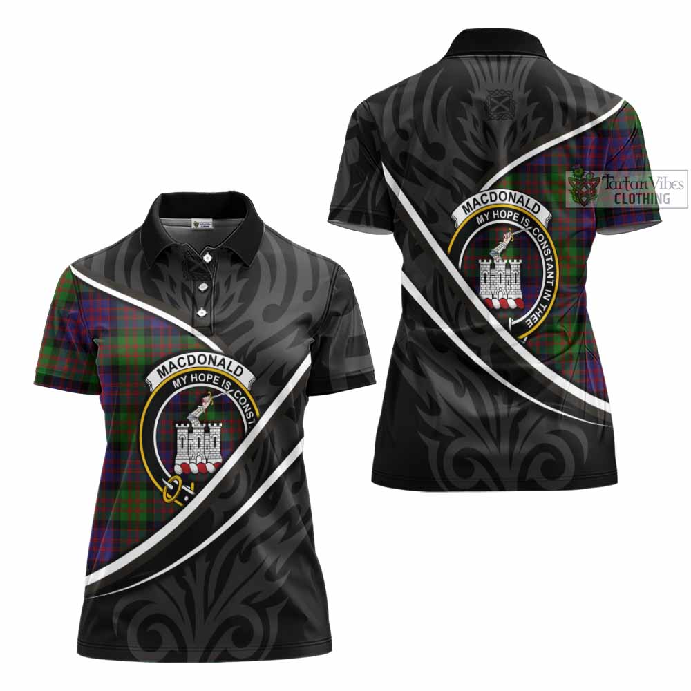 MacDonald (McDonald) of Clanranald Tartan Family Crest Women's Polo Shirt Celtic Scottish Thistle Floral - Tartan Vibes Clothing