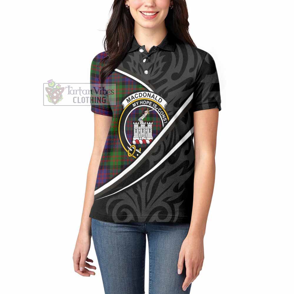 MacDonald (McDonald) of Clanranald Tartan Family Crest Women's Polo Shirt Celtic Scottish Thistle Floral - Tartan Vibes Clothing
