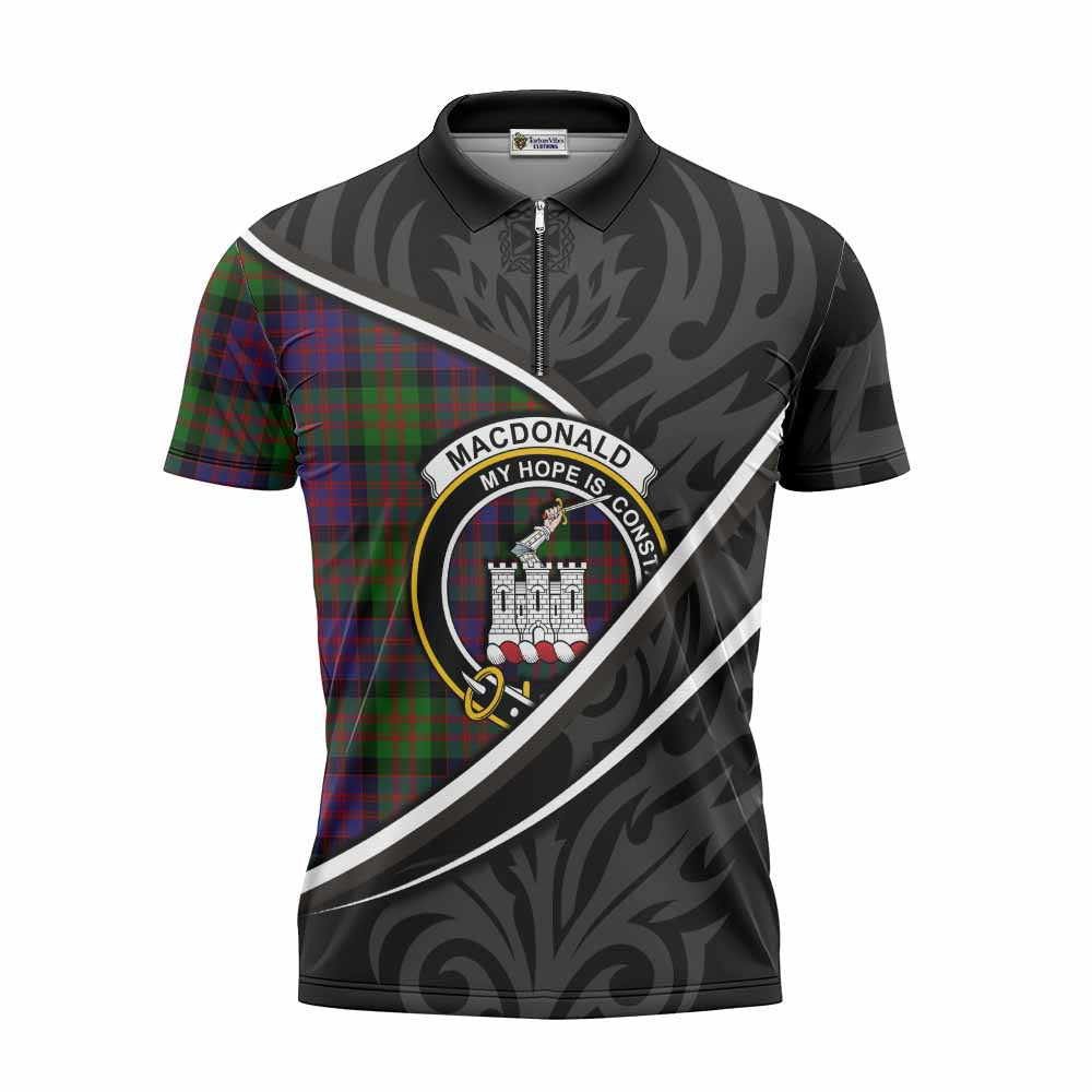 MacDonald (McDonald) of Clanranald Tartan Family Crest Zipper Polo Shirt Celtic Scottish Thistle Floral - Tartan Vibes Clothing