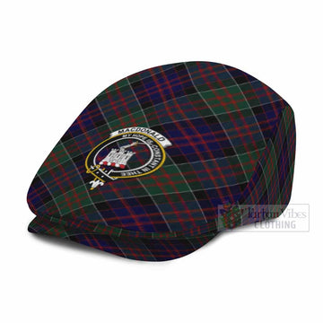 MacDonald (McDonald) of Clanranald Tartan Flat Cap, Jeff Cap Cross Style with Family Crest