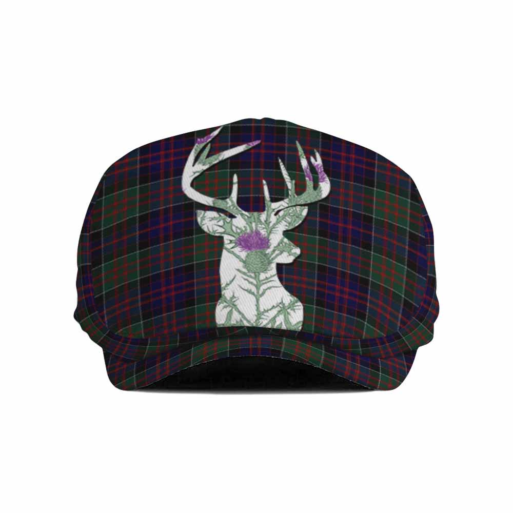 MacDonald (McDonald) of Clanranald Tartan Flat Cap, Jeff Cap Scottish Stag Thistle Floral Art