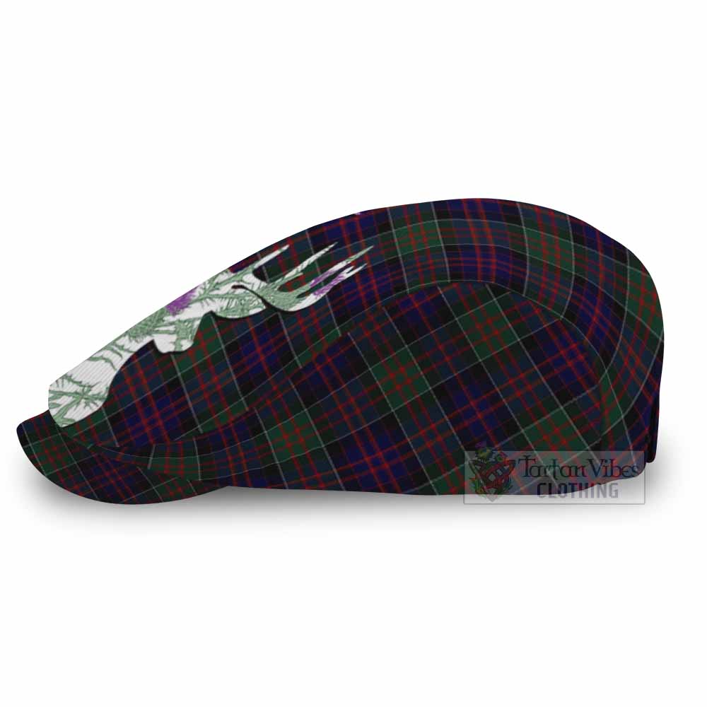 MacDonald (McDonald) of Clanranald Tartan Flat Cap, Jeff Cap Scottish Stag Thistle Floral Art
