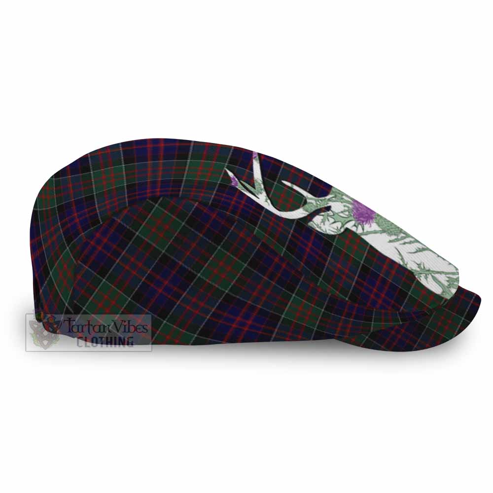 MacDonald (McDonald) of Clanranald Tartan Flat Cap, Jeff Cap Scottish Stag Thistle Floral Art