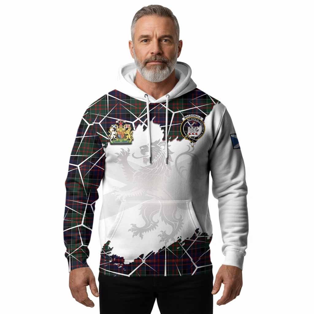 MacDonald (McDonald) of Clanranald Tartan Hoodie with Family Crest and Lion Rampant Grunge Style