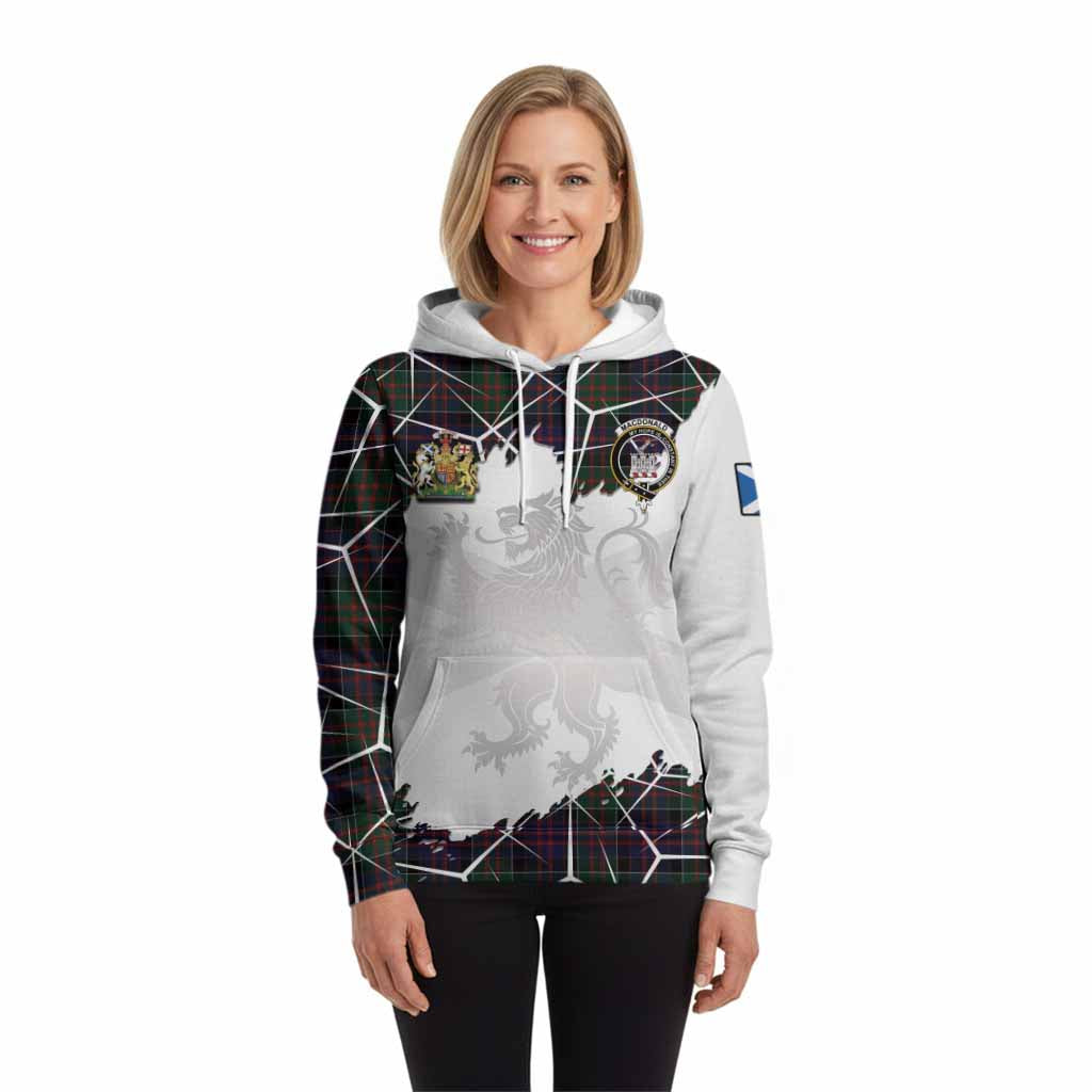 MacDonald (McDonald) of Clanranald Tartan Hoodie with Family Crest and Lion Rampant Grunge Style