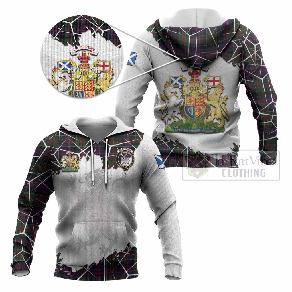 MacDonald (McDonald) of Clanranald Tartan Knitted Hoodie with Family Crest and Lion Rampant Grunge Style