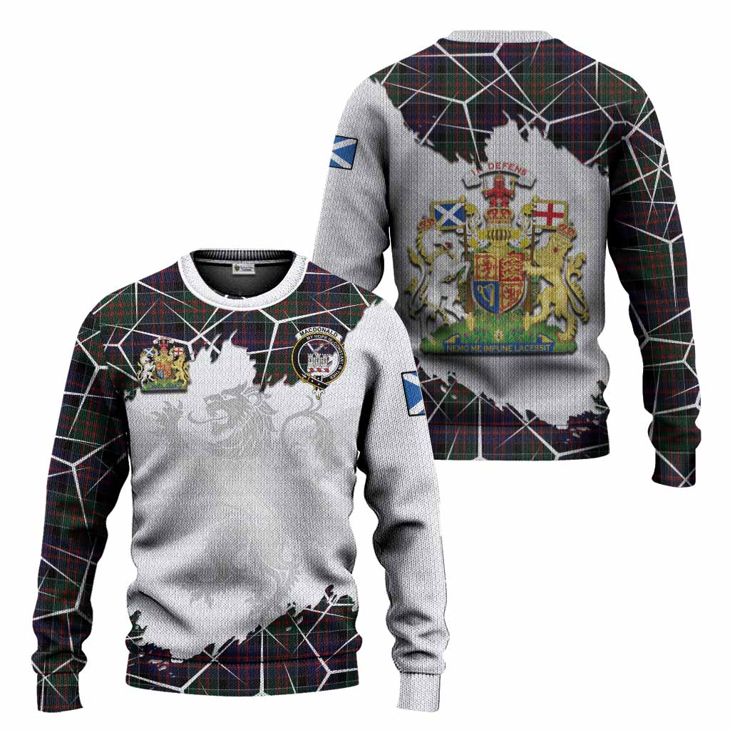MacDonald (McDonald) of Clanranald Tartan Knitted Sweater with Family Crest and Lion Rampant Grunge Style
