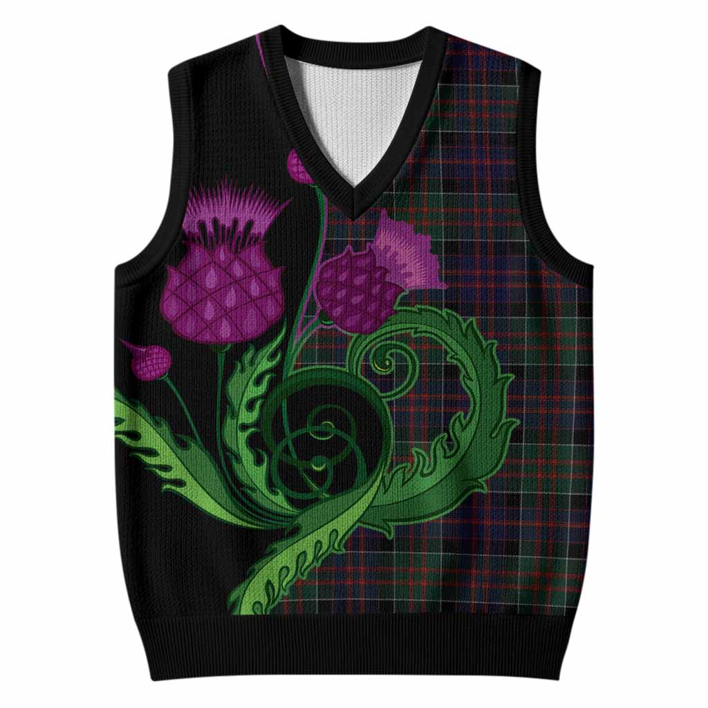 MacDonald (McDonald) of Clanranald Tartan Knitted V-Neck Vest Traditional Scottish Thistle