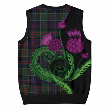 MacDonald (McDonald) of Clanranald Tartan Knitted V-Neck Vest Traditional Scottish Thistle