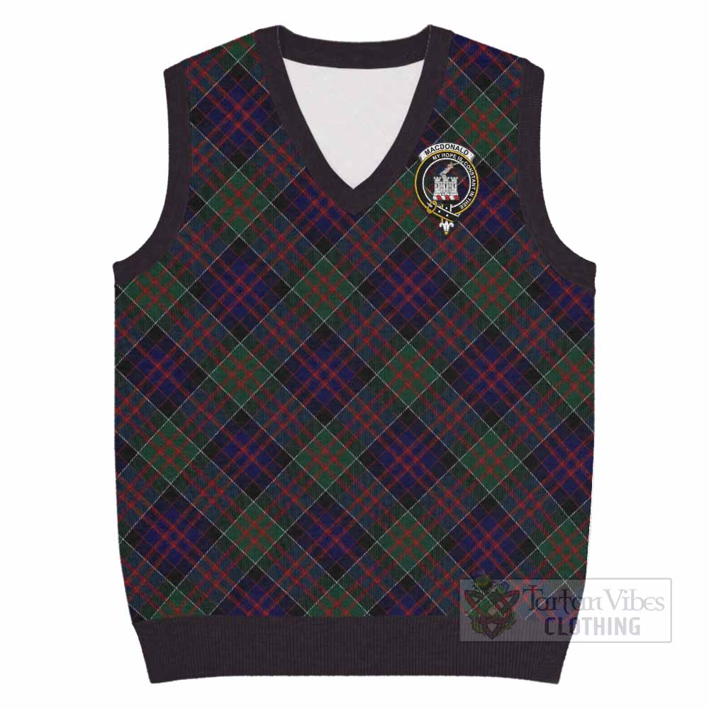 MacDonald (McDonald) of Glencoe Tartan Knitted V-Neck Vest with Family Crest Cross Style
