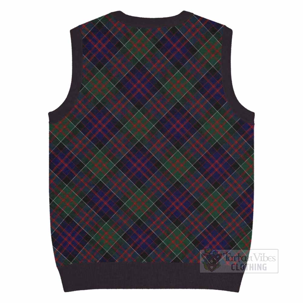 MacDonald (McDonald) of Glencoe Tartan Knitted V-Neck Vest with Family Crest Cross Style