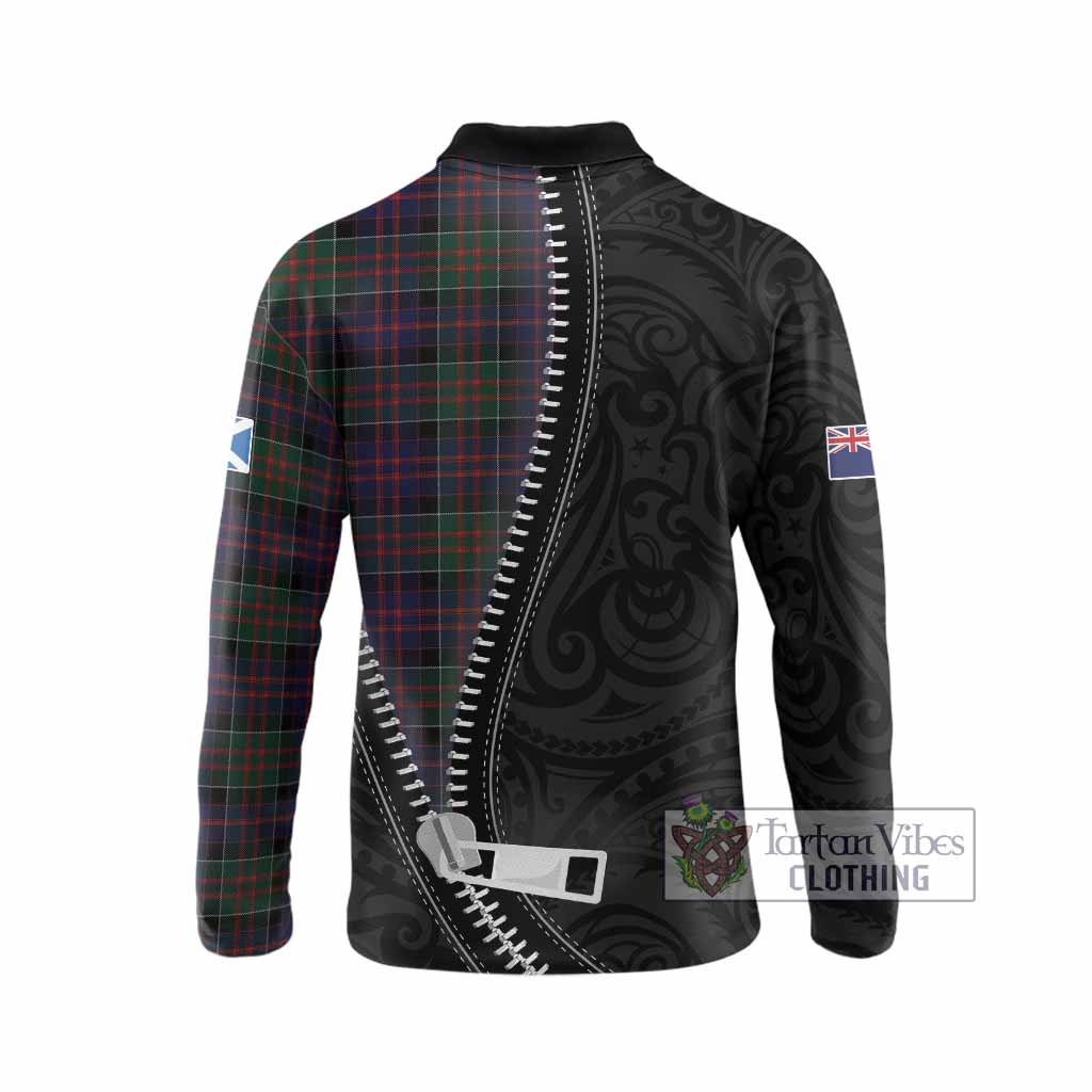 MacDonald (McDonald) of Clanranald Tartan Long Sleeve Polo Shirt New Zealand Pattern Unique Zipper Stylized