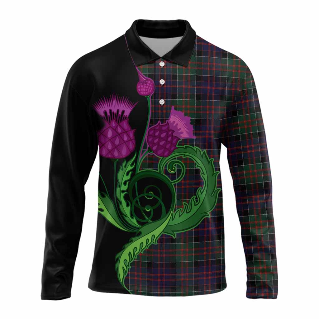 MacDonald (McDonald) of Clanranald Tartan Long Sleeve Polo Shirt Traditional Scottish Thistle