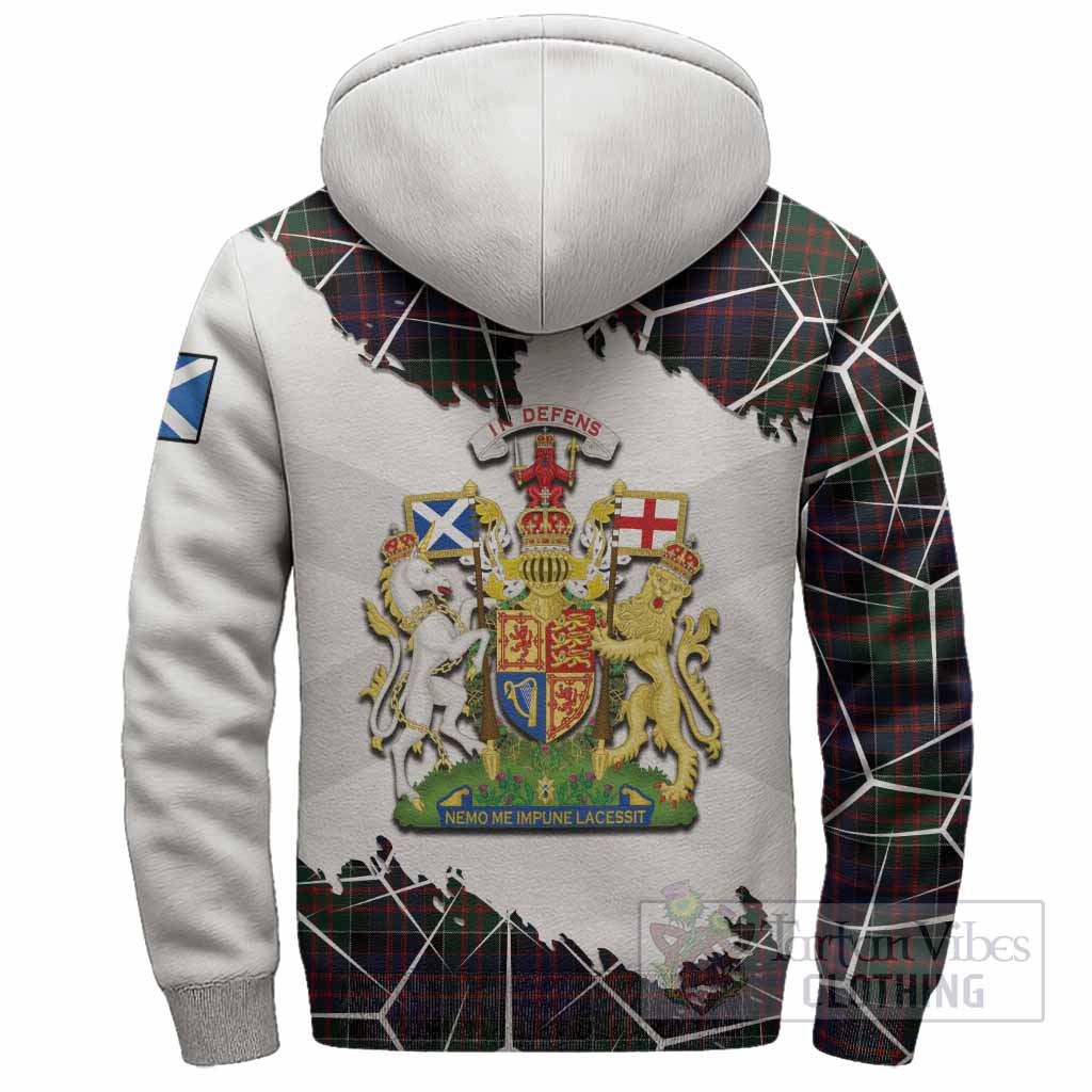 MacDonald (McDonald) of Clanranald Tartan Sherpa Hoodie with Family Crest and Lion Rampant Grunge Style