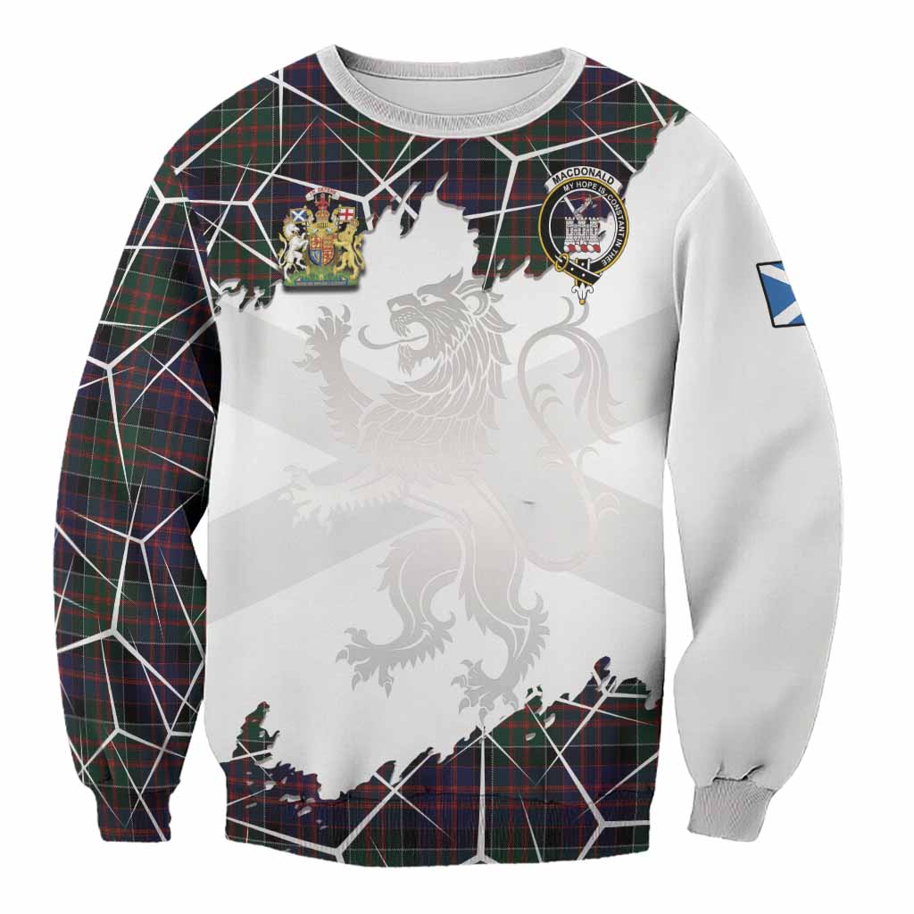 MacDonald (McDonald) of Clanranald Tartan Sweatshirt with Family Crest and Lion Rampant Grunge Style