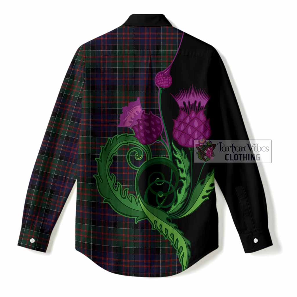 MacDonald (McDonald) of Clanranald Tartan Women Casual Shirt Traditional Scottish Thistle