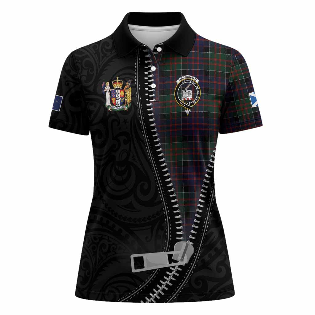 MacDonald (McDonald) of Clanranald Tartan Women Polo Shirt New Zealand Pattern Unique Zipper Stylized