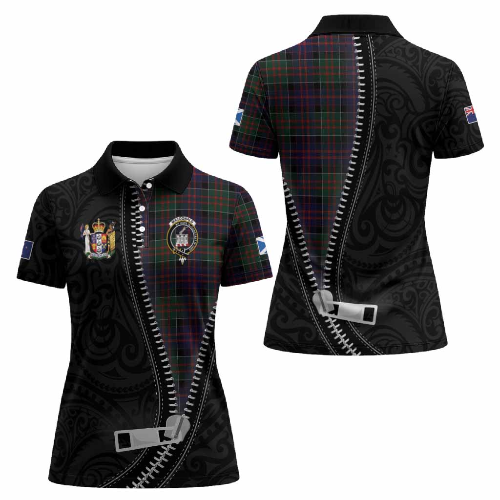 MacDonald (McDonald) of Clanranald Tartan Women Polo Shirt New Zealand Pattern Unique Zipper Stylized