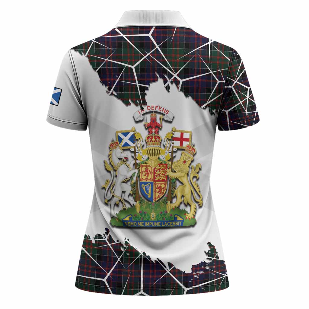 MacDonald (McDonald) of Clanranald Tartan Women Polo Shirt with Family Crest and Lion Rampant Grunge Style