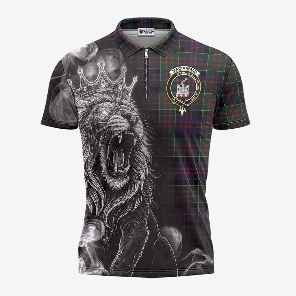 MacDonald (McDonald) of Clanranald Tartan Zipper Polo Shirt Roaring Lion Heritage