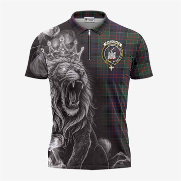 MacDonald (McDonald) of Clanranald Tartan Zipper Polo Shirt Roaring Lion Heritage
