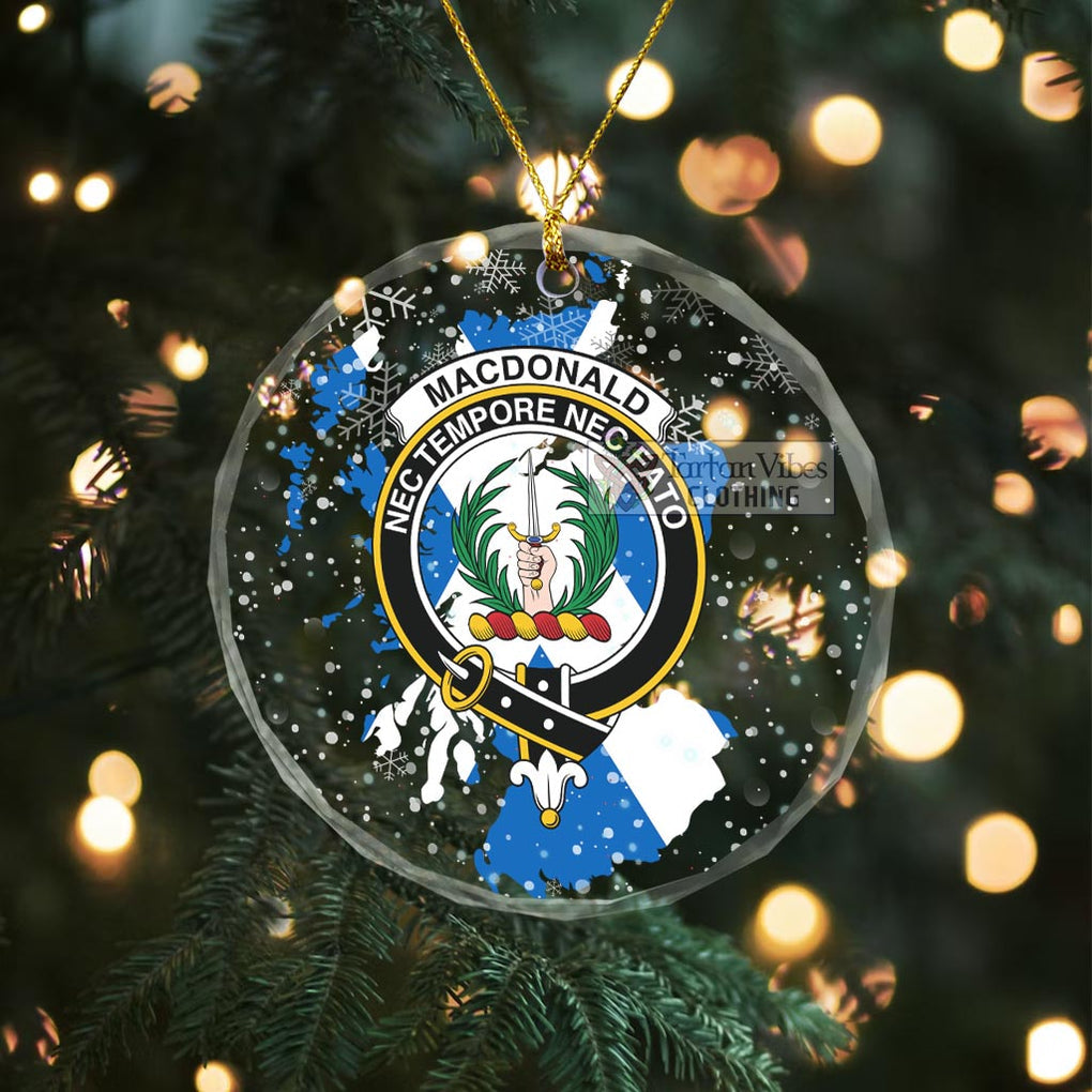 MacDonald (McDonald) of Glencoe Clan Crest Christmas Glass Ornament with Scotland Map Transparent Glass Circle - 2D-tartanvibesclothing