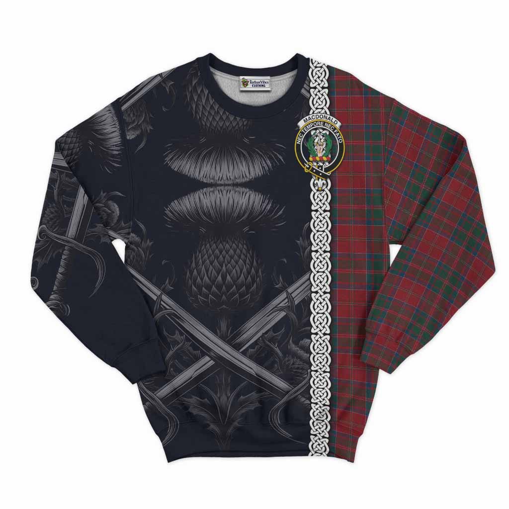 MacDonald (McDonald) of Glencoe Tartan Sweatshirt with Family Crest Cross Sword Thistle Celtic Vibes Unisex - Tartan Vibes Clothing