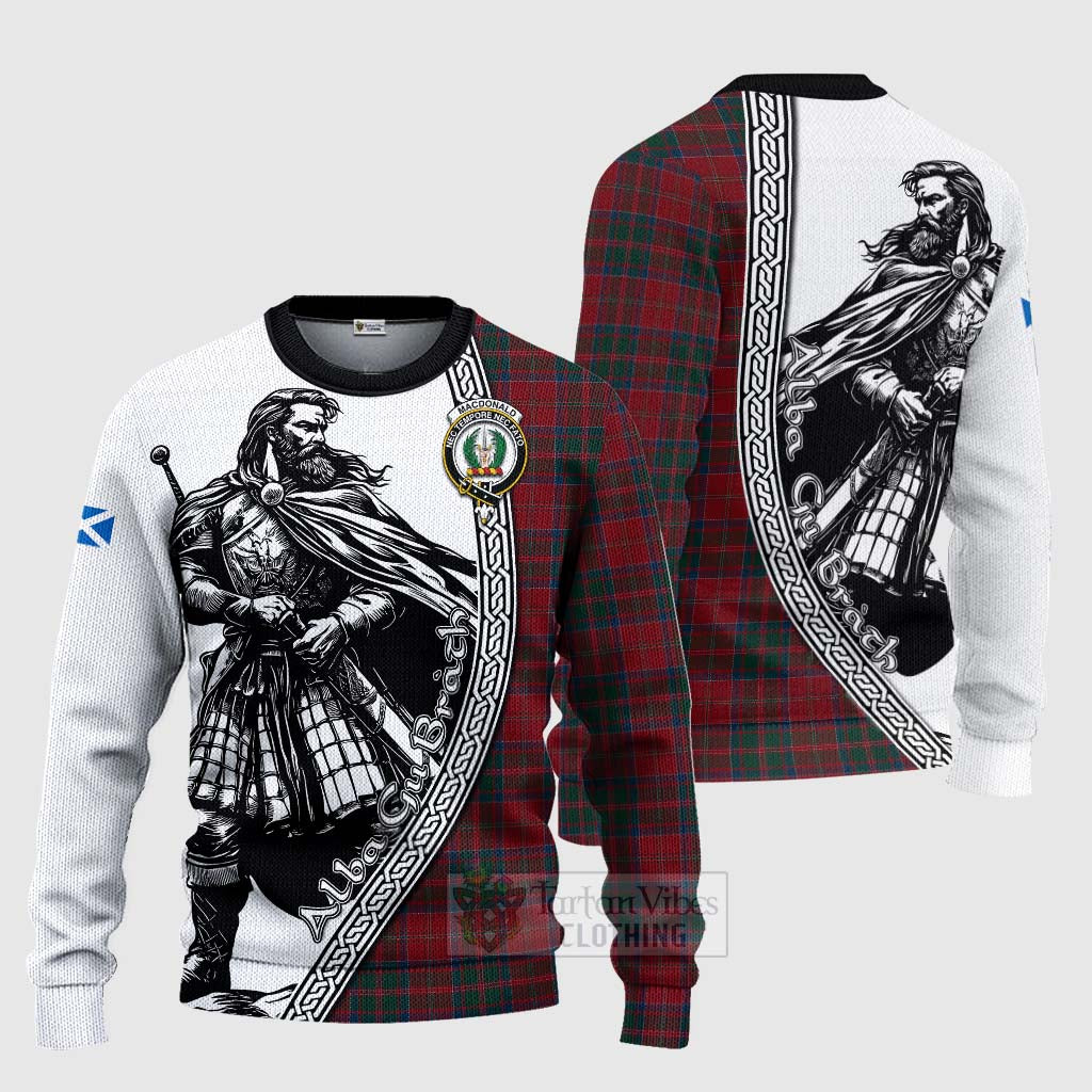 MacDonald (McDonald) of Glencoe Tartan Clan Crest Knitted Sweater with Highlander Warrior Celtic Style Unisex - Tartan Vibes Clothing