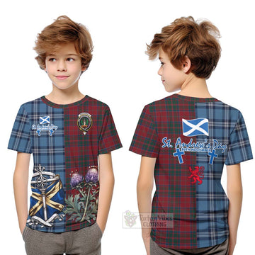 MacDonald (McDonald) of Glencoe Tartan Kid T-Shirt Happy St. Andrew's Day Half Tartan Style Youth XL Size14 - Tartan Vibes Clothing