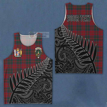 Tartan Vibes Clothing MacDonald (McDonald) of Glencoe Crest Tartan Men's Tank Top with New Zealand Silver Fern Half Style