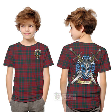 MacDonald (McDonald) of Glencoe Tartan Kid T-Shirt with Family Crest Celtic Skull Style Youth XL Size14 - Tartan Vibes Clothing