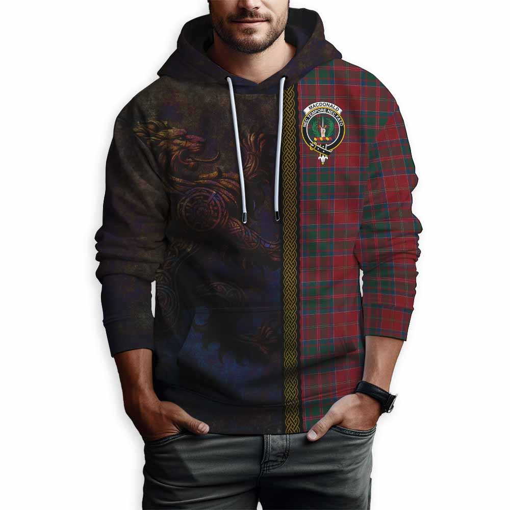 Tartan Vibes Clothing MacDonald (McDonald) of Glencoe Tartan Family Crest Hoodie Alba Gu Brath Be Brave Lion Ancient Style
