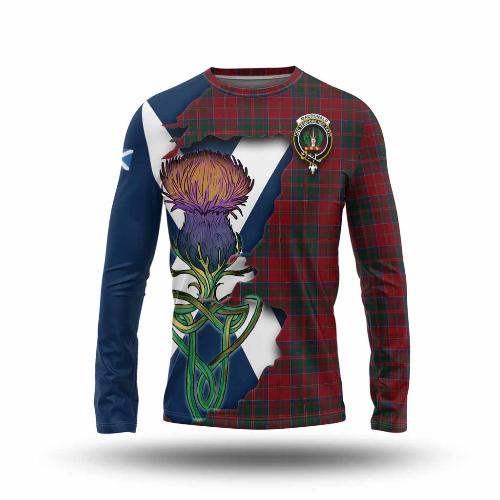 Tartan Vibes Clothing MacDonald (McDonald) of Glencoe Tartan Family Crest Long Sleeve T-Shirt Scottish Thistle Celtic Inspired