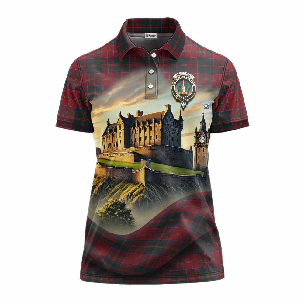 Tartan Vibes Clothing MacDonald (McDonald) of Glencoe Tartan Family Crest Women's Polo Shirt with Scottish Ancient Castle Stype