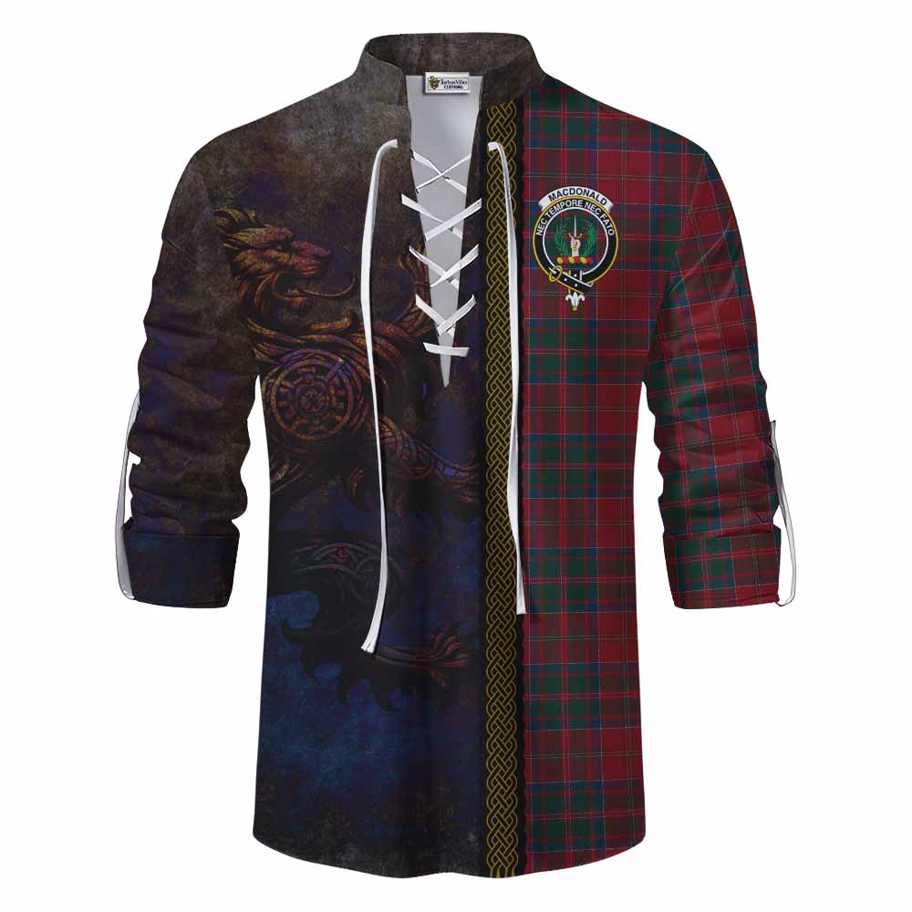 Tartan Vibes Clothing MacDonald (McDonald) of Glencoe Tartan Family Crest Ghillie Kilt Shirt Alba Gu Brath Be Brave Lion Ancient Style