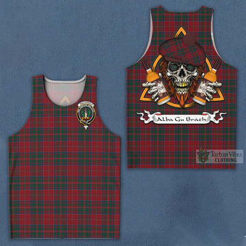 MacDonald (McDonald) of Glencoe Tartan Men's Tank Top with Family Crest and Bearded Skull Holding Bottles of Whiskey Men - Tartan Vibes Clothing